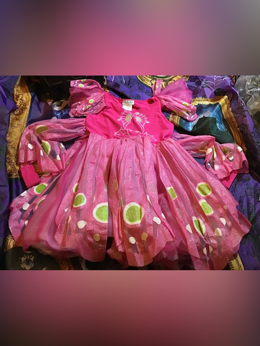 Chasing fireflies pink butterfly girl costume size 6 -Preowned